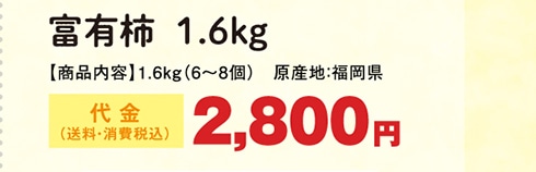 富有柿 1.6kg 代金2,800円