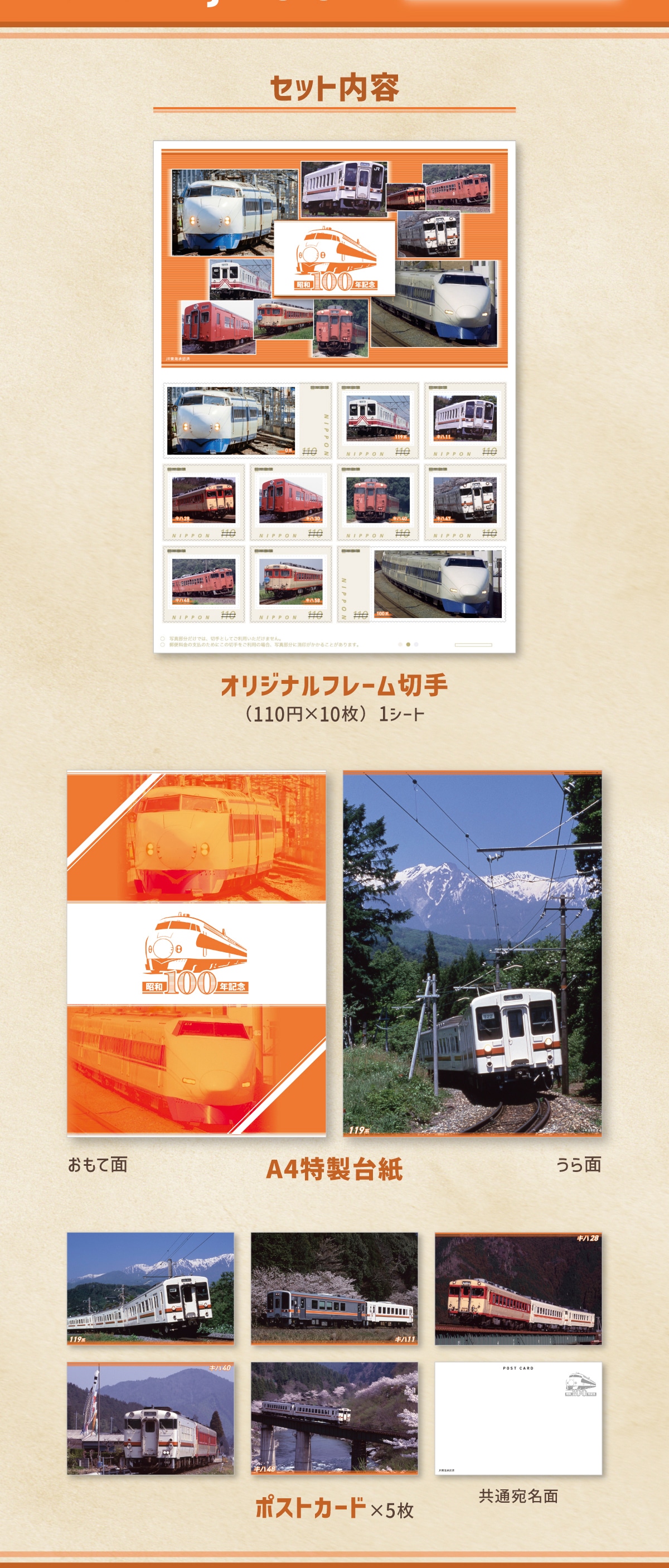 �Z�b�g���e�I���W�i���t���[���؎�(110�~�~10��)1�V�[�gA4�����䎆�|�X�g�J�[�h�~5��