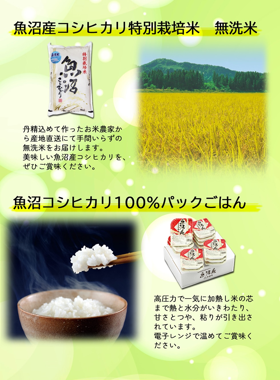 南魚沼産コシヒカリ特別栽培米　無洗米