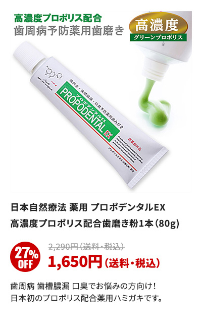 日本自然療法薬用プロポデンタルEX 高濃度プロポリス配合歯磨き粉1本(80g)